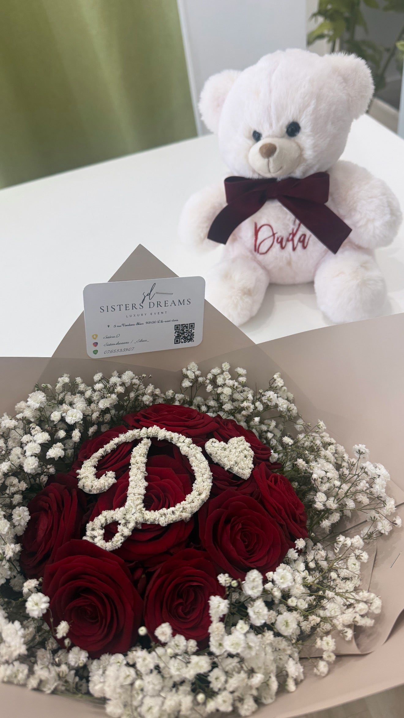 Bouquet de rose avec Lettre fraiche